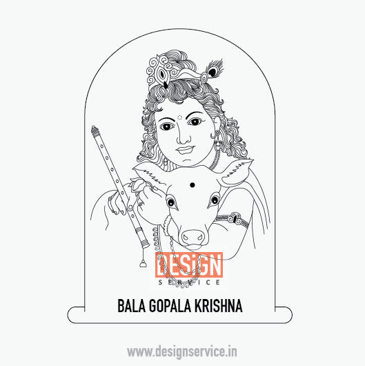 Engraving Design Bala Gopala krishna with cow