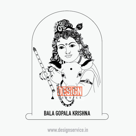 Engraving Design Bala Gopala krishna with cow