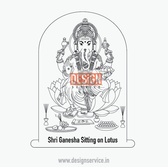 Engraving Design Shri Ganesha Sitting on Lotus