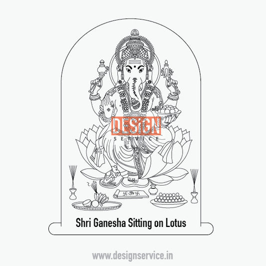 Engraving Design Shri Ganesha Sitting on Lotus