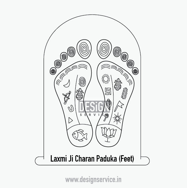 Engraving Design Laxmi Ji Charan Paduka (Feet)