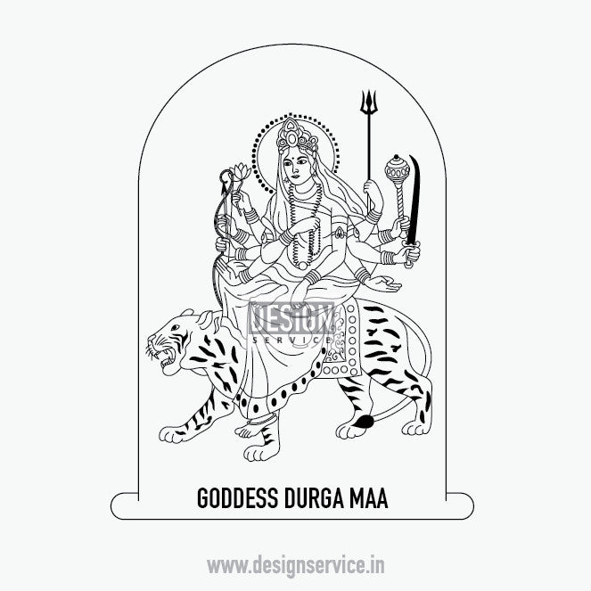 Engraving Design Goddess Durga Maa