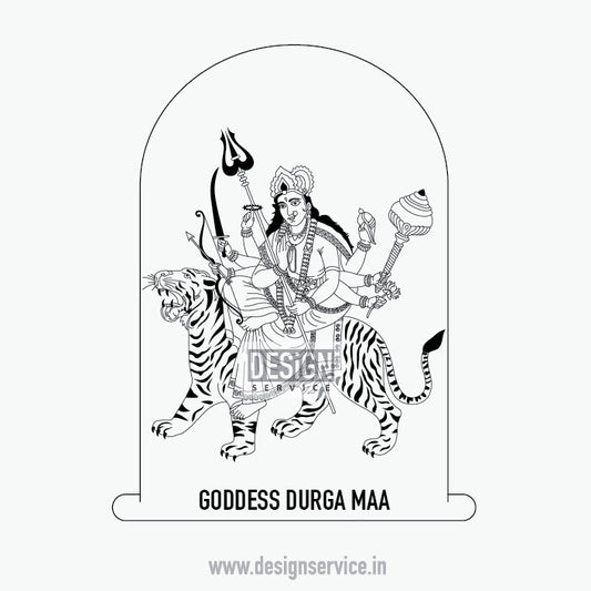 Engraving Design Goddess Durga Maa