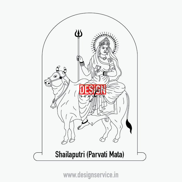 Engraving Design Shailaputri (Parvati Mata)