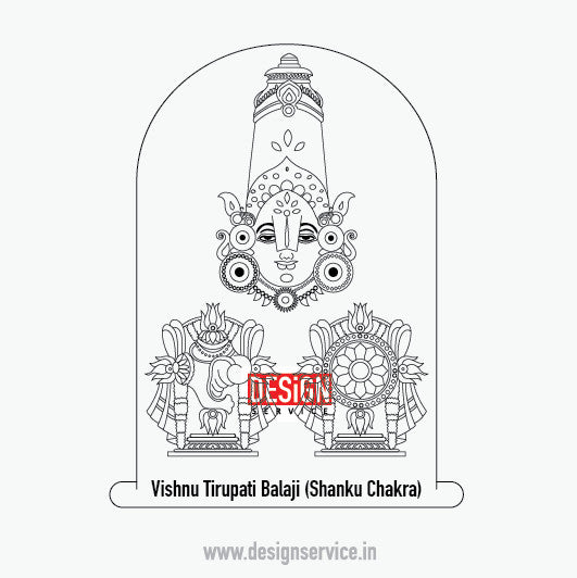 Engraving Design Lord Vishnu Tirupati Balaji (Shanku Chakra)