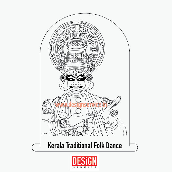 Engraving Design Kerala traditional folk dance kathakali