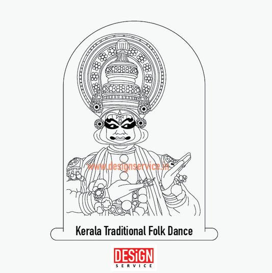 Engraving Design Kerala traditional folk dance kathakali