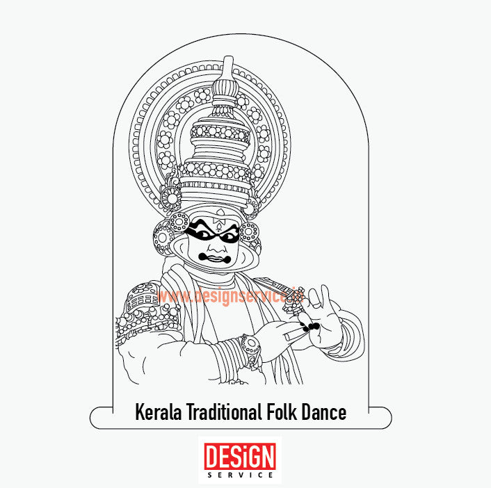 Engraving Design Kerala traditional folk dance kathakali