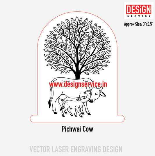 Pichwai Cow Engraving Design