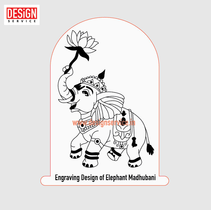 Engraving Design Elephant Madhubani