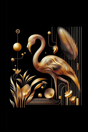 Ai Photo Golden Flamingo Bird