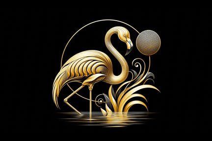 Ai Photo Golden Flamingo Bird