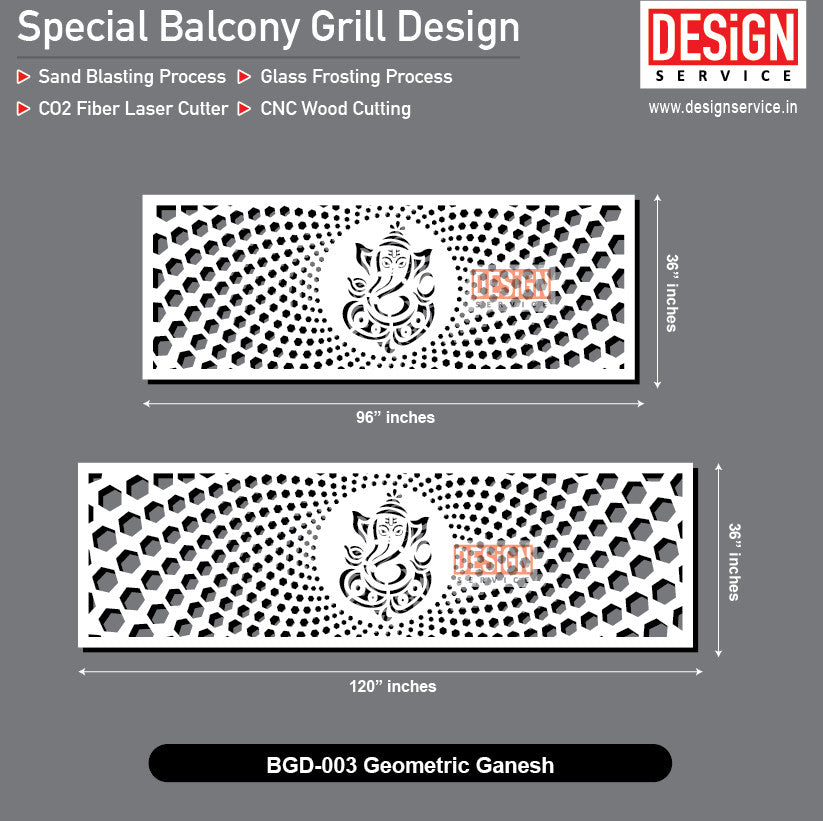 Geometric Ganesh - Balcony Grill Design