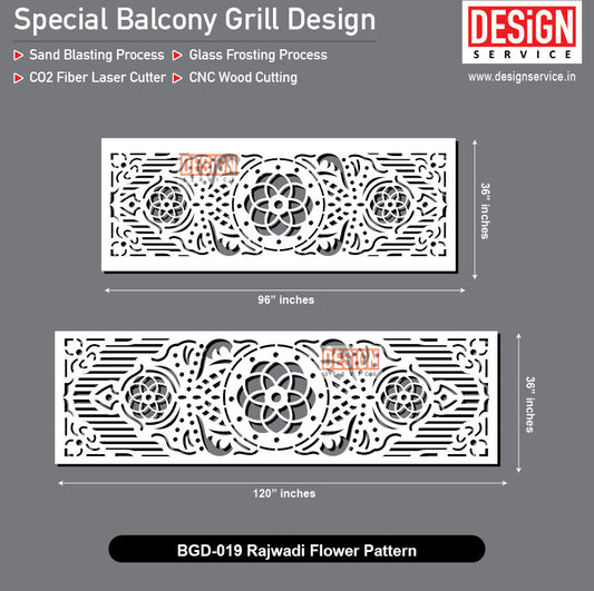 Rajwadi Flower Pattern - Balcony Grill Design