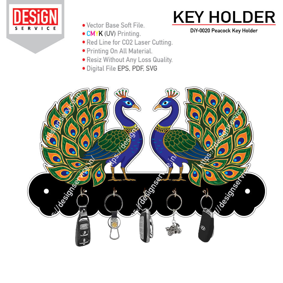 DiY Art Peacock Key Holder
