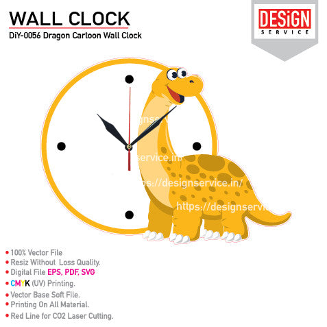 DiY Art Dragon Cartoon Wall Clock