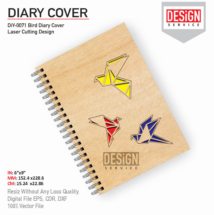 DiY Art Bird Diary Cover Laser Cutting Design