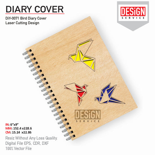 DiY Art Bird Diary Cover Laser Cutting Design