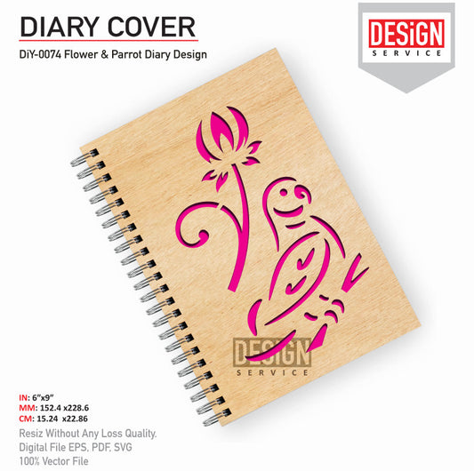 DiY Art Flower & Parrot Diary Design