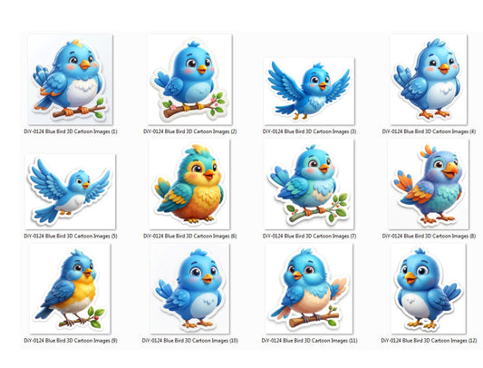 Blue Bird 3D Cartoon Images DiY Art