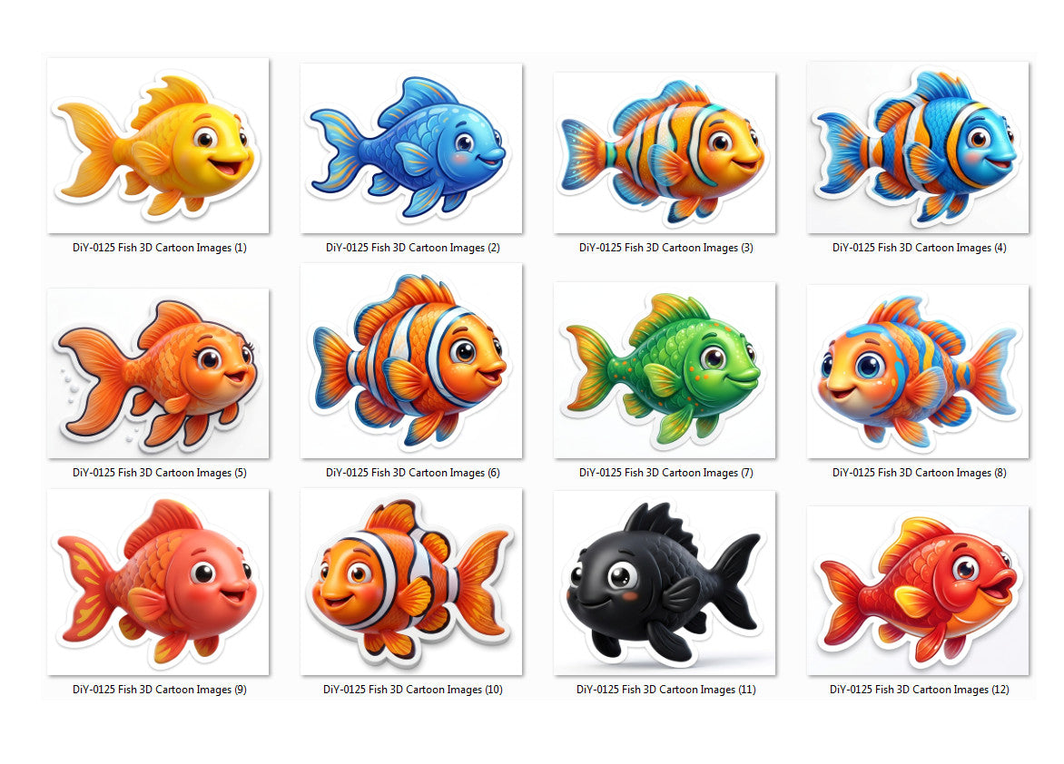 Fish 3D Cartoon Images DiY Art