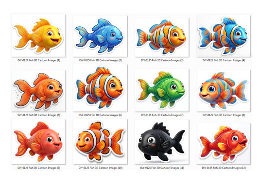Fish 3D Cartoon Images DiY Art