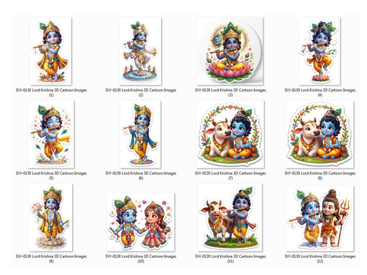 Lord Krishna 3D Cartoon Images DiY Art