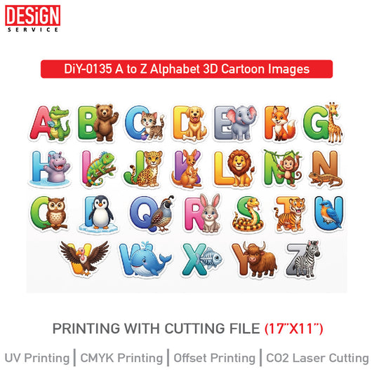 DiY Art A to Z Alphabet 3D Cartoon Images