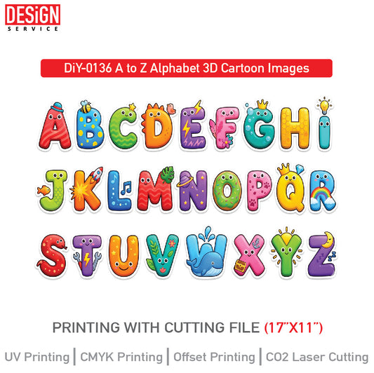 DiY Art A to Z Alphabet 3D Cartoon Images