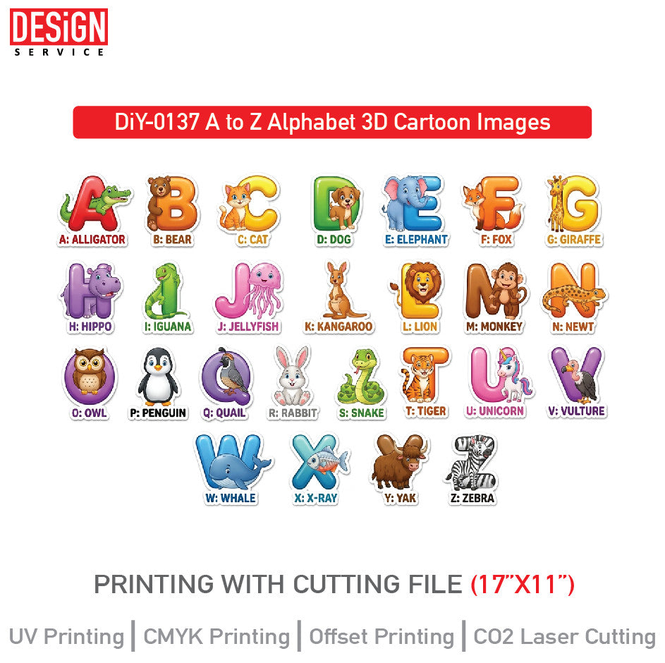 DiY Art A to Z Alphabet 3D Cartoon Images