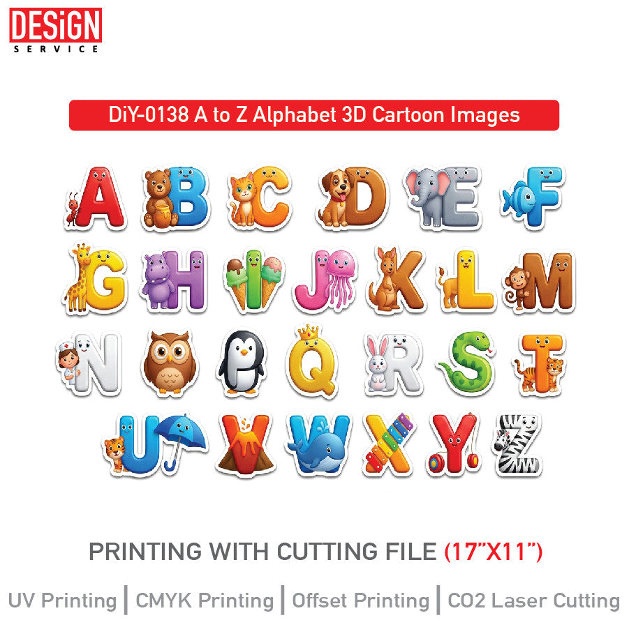 DiY Art A to Z Alphabet 3D Cartoon Images