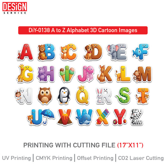 DiY Art A to Z Alphabet 3D Cartoon Images