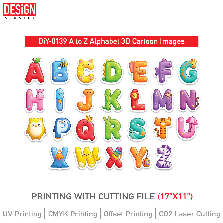 DiY Art A to Z Alphabet 3D Cartoon Images