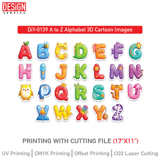 DiY Art A to Z Alphabet 3D Cartoon Images