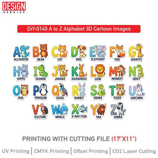 DiY Art A to Z Alphabet 3D Cartoon Images