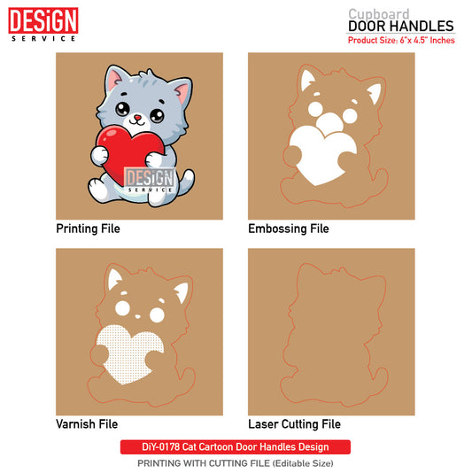 DiY Art Cat Cartoon Door Handles Design