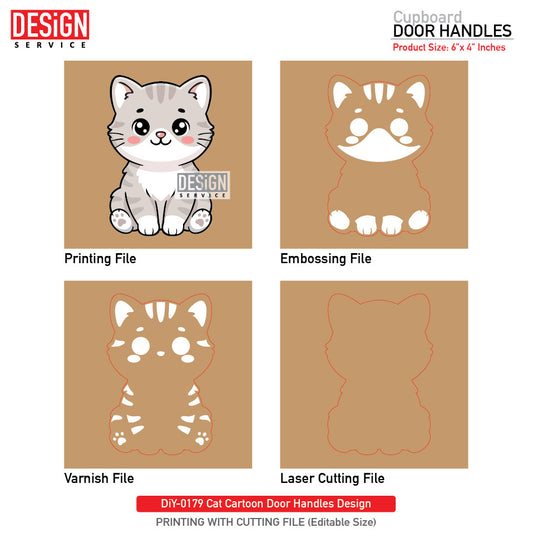 DiY Art Cat Cartoon Door Handles Design