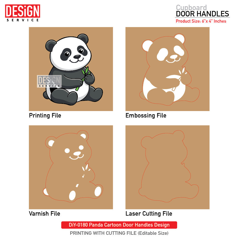 DiY Art Panda Cartoon Door Handles Design