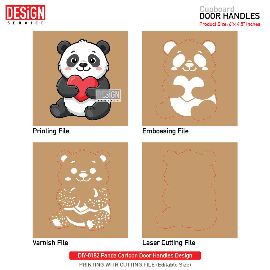 DiY Art Panda Cartoon Door Handles Design