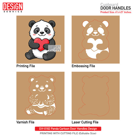 DiY Art Panda Cartoon Door Handles Design