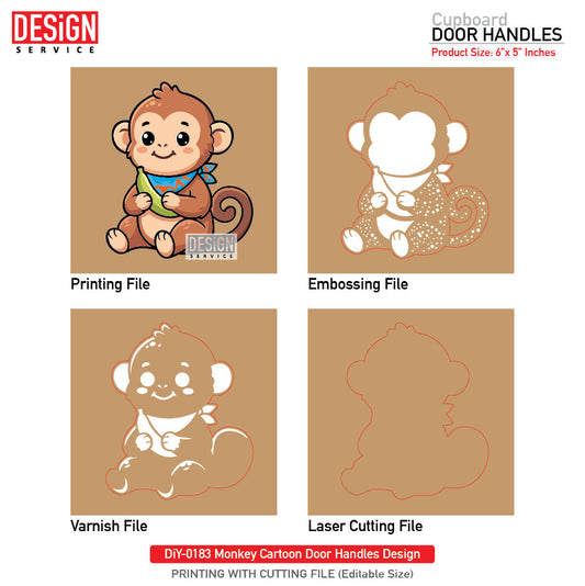 DiY Art Monkey Cartoon Door Handles Design