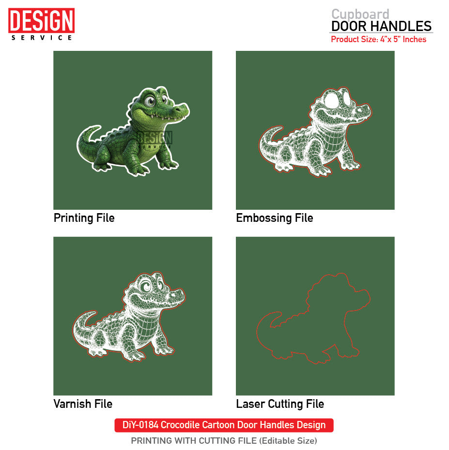 DiY Art Crocodile Cartoon Door Handles Design
