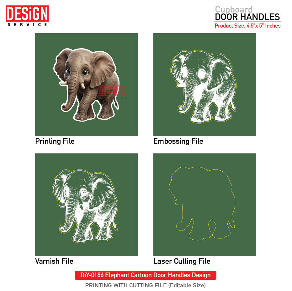 DiY Art Elephant Cartoon Door Handles Design