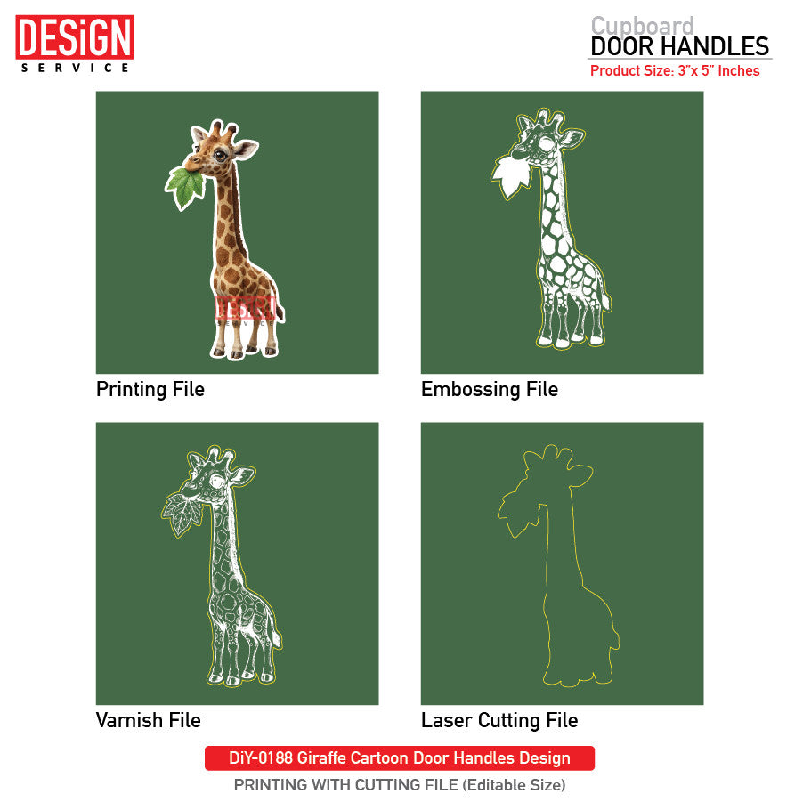 DiY Art Giraffe Cartoon Door Handles Design
