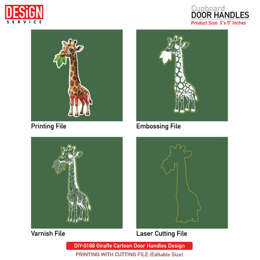 DiY Art Giraffe Cartoon Door Handles Design