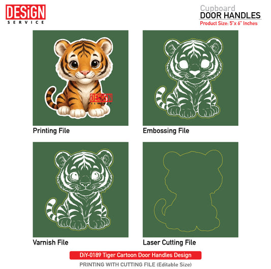 DiY Art Tiger Cartoon Door Handles Design