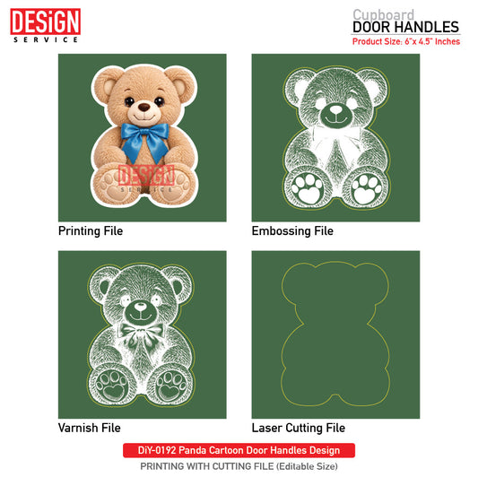 DiY Art Panda Cartoon Door Handles Design