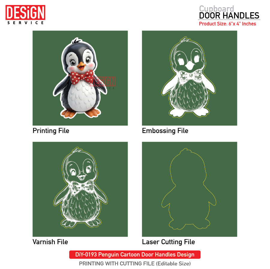 DiY Art Penguin Cartoon Door Handles Design