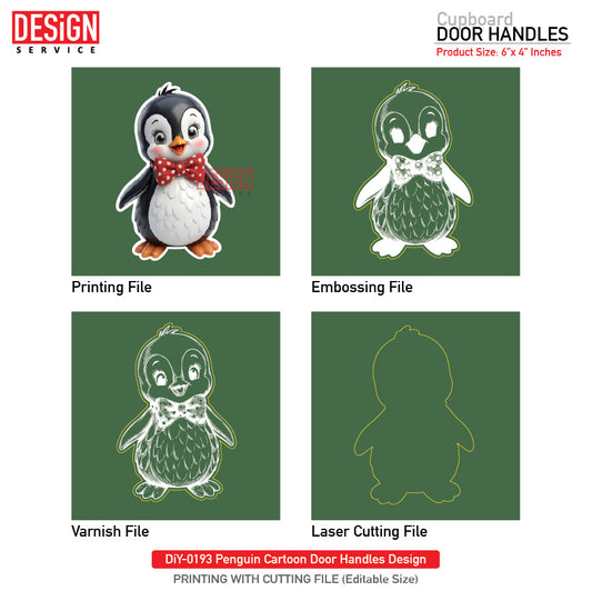 DiY Art Penguin Cartoon Door Handles Design