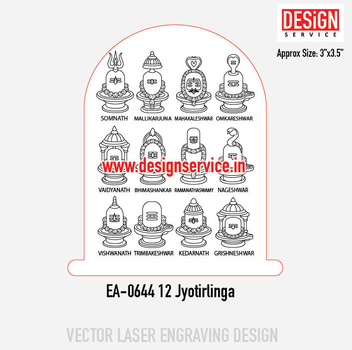 Engraving Designh 12 Jyotirlinga (Shiv)